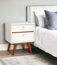 Load image into Gallery viewer, Two Drawer Wood Nightstand - White