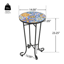 Load image into Gallery viewer, French Country Patio Side Table With Vibrant Tile Top