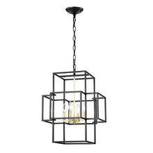 Load image into Gallery viewer, 4 Light Metal Lantern Tiered Pendant Hanging Light Fixtures, Industrial Farmhouse Adjustable Height Chandeliers For Dining Room Hallway Foyer Entryway (E12 Bulbs Not Included)