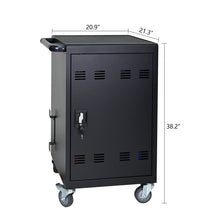Load image into Gallery viewer, 32 Bit Device Charging Trolley For Tablets And Laptops With Cable Management, Removable Doors - Matte Black