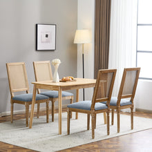 Load image into Gallery viewer, French Country Dining Chair With Rectangular Cane Backrest And Smooth Upholstered Seating