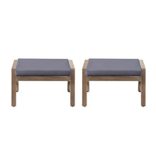 Load image into Gallery viewer, Acacia Wood Outdoor Ottomans With Cushion, (Set of 2)