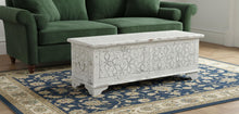 Load image into Gallery viewer, Solid Wood Geometric Storage Ottoman - White / Rustic