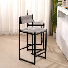 Load image into Gallery viewer, Bar Stools Paper Rope Weave Dining Chairs With Back Hand Weave Stools For Kichen Island, Bar & Counter (Set of 2)