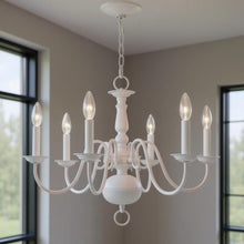 Load image into Gallery viewer, Six Light Dimmable Chandelier With Shades - White