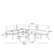 Load image into Gallery viewer, 6 Piece Patio Set, Half Moon Outdoor Sectional Sofa With 2 High Low Coffee Tables, 4 Pillows & Cushions
