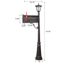Load image into Gallery viewer, Stratford - Heavy Duty Cast Aluminum Mailbox With Post And Solar Light, Fluted Base, Decorative Modern Mailbox - Brown