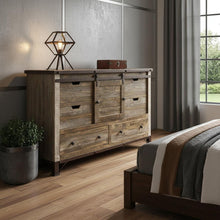 Load image into Gallery viewer, Solid Wood Six Drawer ,Triple Dresser - Brown