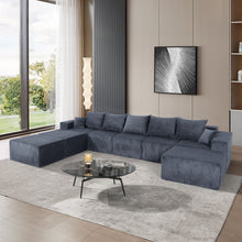 Load image into Gallery viewer, Luxury 8 Piece Modular U Shaped Sectional Sofa With Oversized Chaise Lounge And Bed Corduroy Upholstery