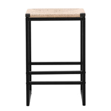 Load image into Gallery viewer, Boho Style Backless Bar Stools (Set of 2) With Paper Rope Woven Seat & Metal Frame For Kitchen Counter