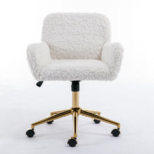 Load image into Gallery viewer, Office Chair, Artificial Rabbit Hair Home Office Chair With Metal Base, Adjustable Desk Chair Swivel Office Chair, Vanity Chair