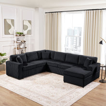 Load image into Gallery viewer, Oversized Sectional U-Shaped Sofa With Chaise Lounge And Three Soft Throw Pillows
