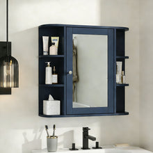 Load image into Gallery viewer, Bathroom Wall Storage Cabinet With Mirror And Adjustable Shelf, 6 Open Shelves