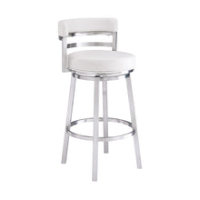 Load image into Gallery viewer, 39" Faux Leather Swivel Low Back Bar Height Bar Chair - White / Silver