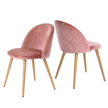 Load image into Gallery viewer, Velvet Metal Dining Side Chairs (Set of 2) - Rose / Oak