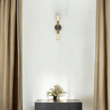 Load image into Gallery viewer, Two Light And Wood Wall Sconce - Brass