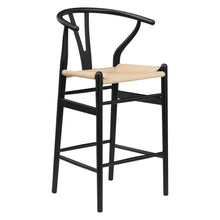 Load image into Gallery viewer, 27" Solid Wood Counter Height Bar Chair - Beige / Black