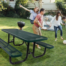 Load image into Gallery viewer, Outdoor Steel Picnic Rectangular Table With Umbrella Pole