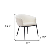 Load image into Gallery viewer, Upholstered Faux Fur Dining Arm Chair - Ivory / Black