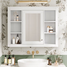 Load image into Gallery viewer, Wall Mounted Medicine Cabinet With Mirror, Storage Cabinet Featuring 6 Open Shelves And Adjustable Interior