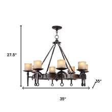 Load image into Gallery viewer, Eight Light Resin Dimmable Chandelier With Shades - Bronze / Cream