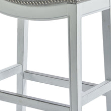 Load image into Gallery viewer, UpholsteRed / Solid Wood Backless Bar Height Bar Chair - Light Gray / White