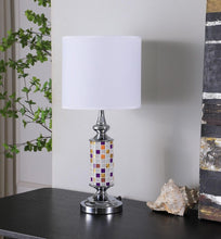 Load image into Gallery viewer, Bedside Table Lamp With Drum Shade - Silver / White
