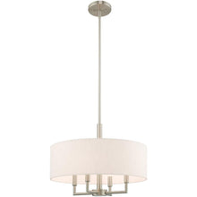Load image into Gallery viewer, 23" Four Light Metal Dimmable Chandelier With Shades - Nickel / Cream