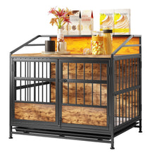 Load image into Gallery viewer, Multi Function Dog Crates With Storage, Double Doors, Indoor Dog Crate - Black Brown
