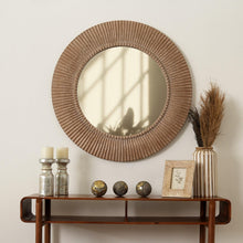 Load image into Gallery viewer, Handcarved Decorative Hanging Wall Mirror - Antique Brown / White