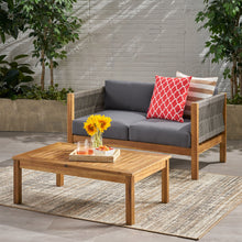 Load image into Gallery viewer, Charlotte - Outdoor And Rope 4 Seater Chat Set With Cushions - Teak