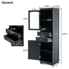 Load image into Gallery viewer, Tall Bathroom Storage Cabinet With Glass Doors, Free-Standing, Two Drawers, And Adjustable Shelves, Board, Painted Perfect For Displaying Your Favorite Items