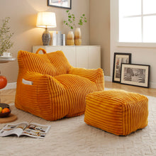 Load image into Gallery viewer, Giant Bean Bag Chair With Armrests And Footstool