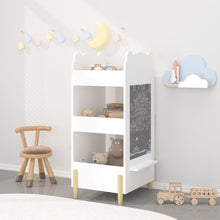Load image into Gallery viewer, Bear Shaped Bookshelf With Chalkboard Side, 3 Tier Storage Organizer For Playroom - White