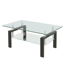 Load image into Gallery viewer, Tempered Clear Glass Coffee Table, 2-Layers Coffee Table Living Room Center Table - Black