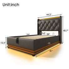 Load image into Gallery viewer, Upholstered Bed, 360 Surround LED Function, Remote Control, Hydraulic Storage Bed With USB, Type-C Charging (Without Mattress)
