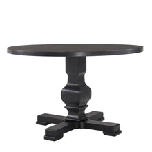 Load image into Gallery viewer, 47" Rounded Solid Wood Pedestal Base Dining Table - Black