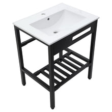 Load image into Gallery viewer, Console Sink With Legs, 24" X 18", Durable Porcela With Frame - White / Black