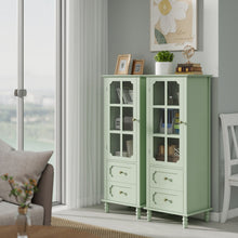 Load image into Gallery viewer, Minimalism Buffet Cabinet With Glass Doors And Double Drawer