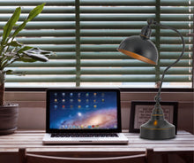 Load image into Gallery viewer, Metal Lantern Desk Table Lamp With Gray Dome Shade - Gray