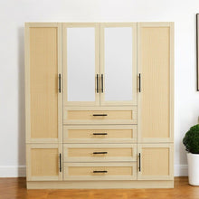 Load image into Gallery viewer, 70" Wood And Rat Mirro Six Door Four Drawer Combo Dresser - Natural
