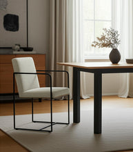 Load image into Gallery viewer, Upholstered Cushion Metal Dining Arm Chair - Beige