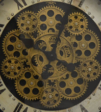 Load image into Gallery viewer, Silent Skeleton Exposed Gear Round Wall Clock (626342) - Antiqued Gold / White / Black
