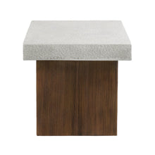 Load image into Gallery viewer, Mgo Square Side Table With Faux Stone Top And Wood Frame - Antique White / Natural Wood