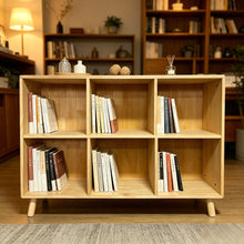 Load image into Gallery viewer, 6 Cube Storage Shelf, Freestanding Open Bookcase With Legs Cubby Organizer For Living Room - Natural Wood