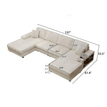 Load image into Gallery viewer, U-Shaped Convertible Sofa, 4 Seater Large Living Room Lounge