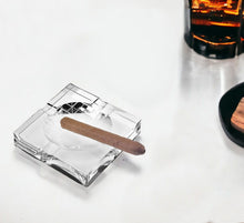 Load image into Gallery viewer, Square Tabletop Cigar Ashtray - Clear / Ash