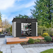 Load image into Gallery viewer, 10 Ft. W X 7 Ft. D Plastic Storage Shed With Floor - Black / Gray