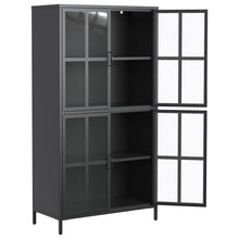 Load image into Gallery viewer, Premium Metal Storage Cabinet With Tempered Glass Doors, Adjustable Shelves, And Anti Tipping Device - Black