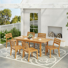 Load image into Gallery viewer, Outdoor 7 Pieces Expandable Dining Set With Umbrella Hole - Teak